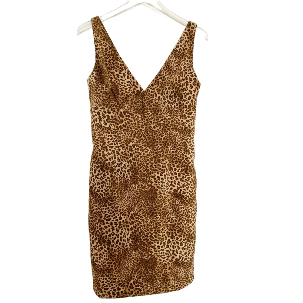 Jessica Howard Leopard Animal Print Shift Sheath Cocktail Dress Red Lining 10